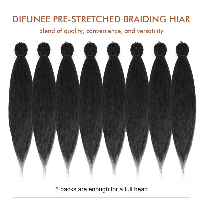 DIFUNEE Pre-stretched Braiding Hair - 16 Inch 8 Packs Dark Brown Short Braiding Hair For Twist or Box Braids, Yaki Texture Hot Water Setting Synthetic Braiding Hair Extensions (16 Inch, #2-8P) - Image 5